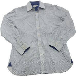 Ted Baker Shirt Mens Medium 15.5 32/33 Blue White Printed Button Down Endurance